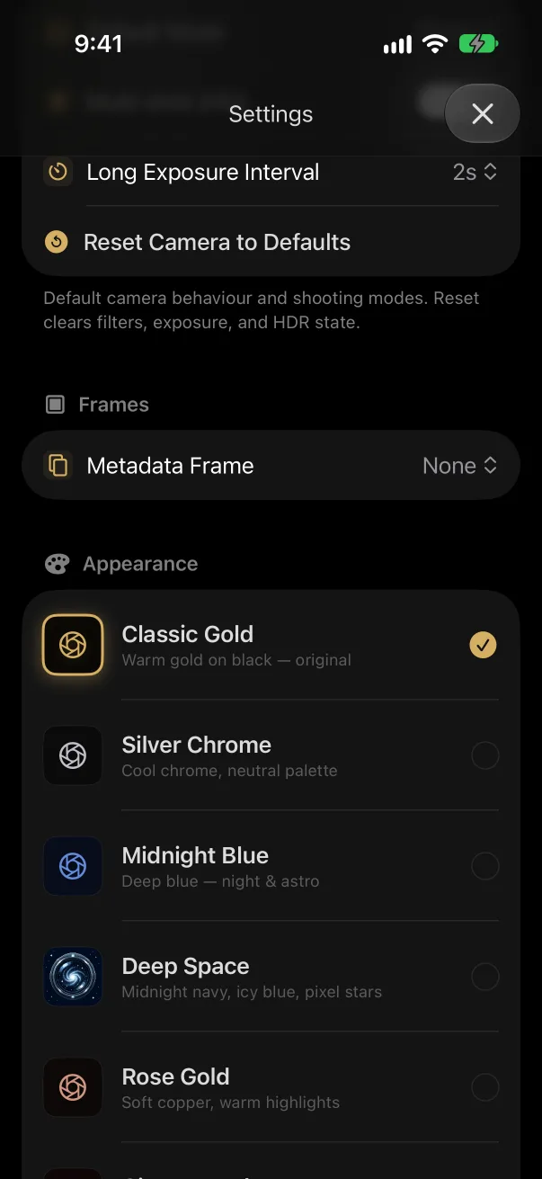 Theme picker in Settings