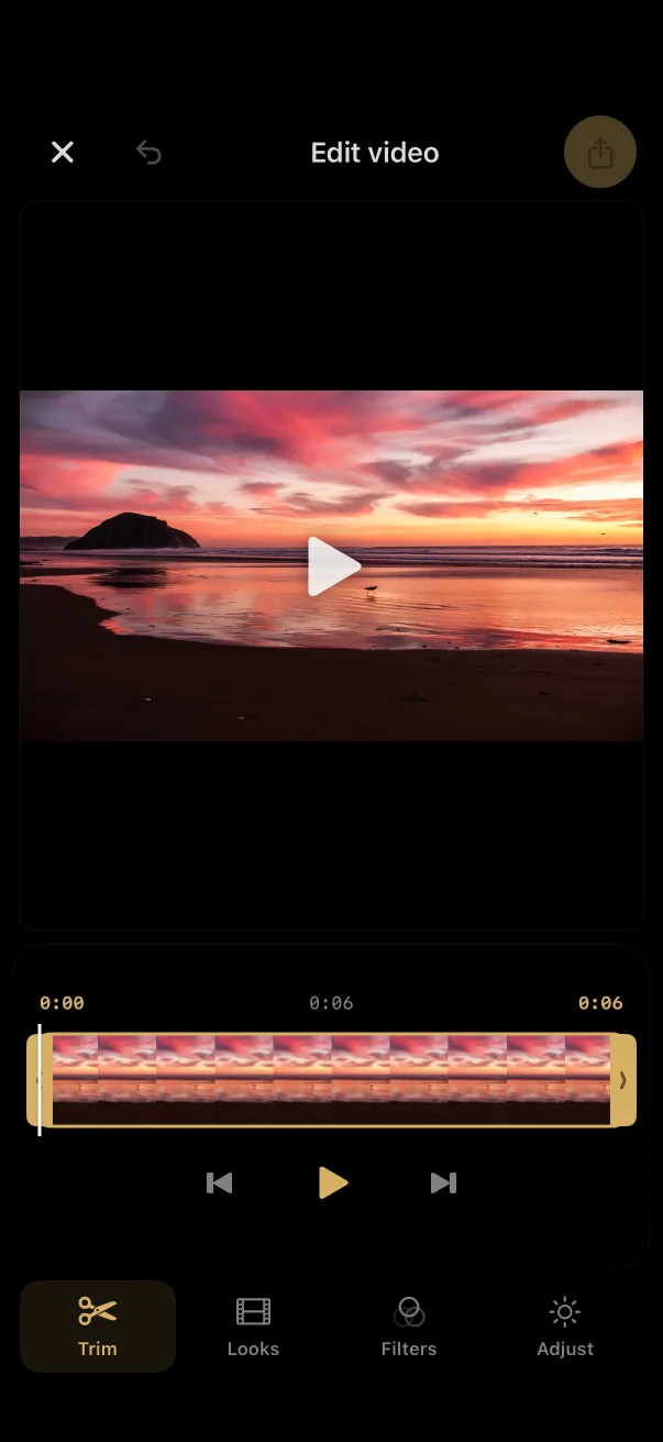Lumiere video editor screen